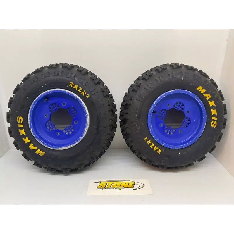 FRONT DWT ROK-OUT WHEELS 10X5 4-1 MAXXIS RAZR TIRES HONDA TRX450R TRX250R SUZUKI