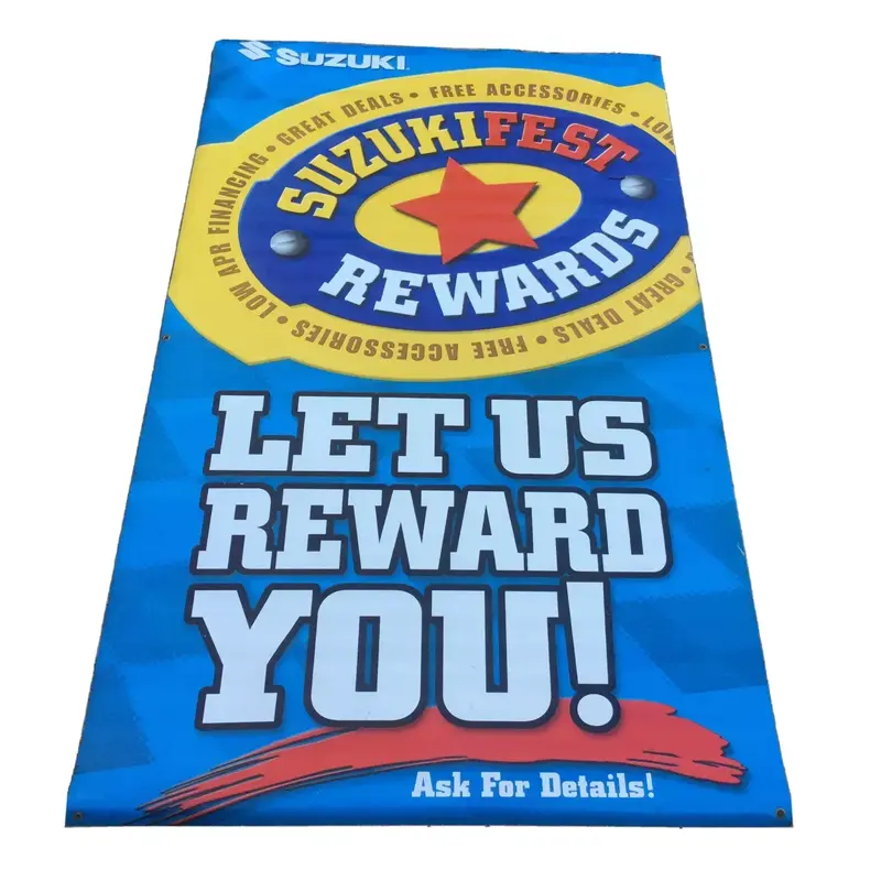 SUZUKI DEALERSHIP SUZUKIFEST REWARDS VINYL WALL POSTER BANNER SALES SIGN 36X92