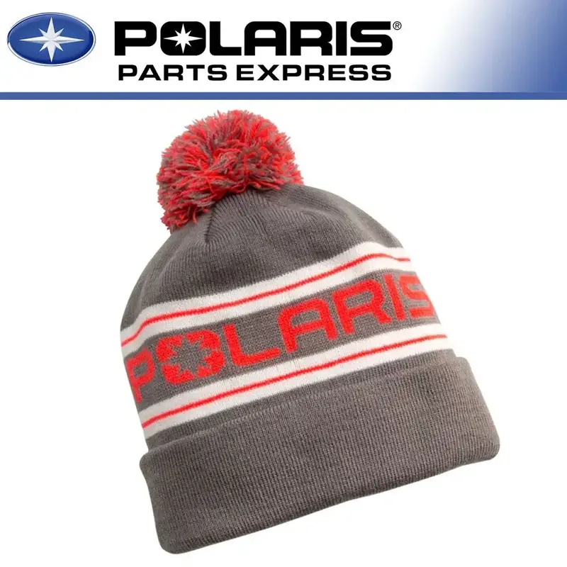 NEW GENUINE POLARIS YOUTH SWITCHBACK BEANIE GRAY WHITE AND RED 2862551