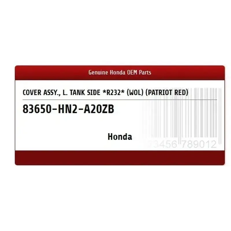 Cover Left Side Tank Panel Green # 83650-HN2-A20ZA Honda 2005 Rubicon 500 4x4