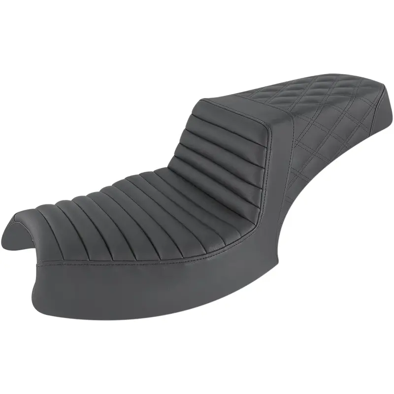 SADDLEMEN Step-Up Fits Seat - Front Tuck-n'-Roll/Rear Lattice Stitch - Black -