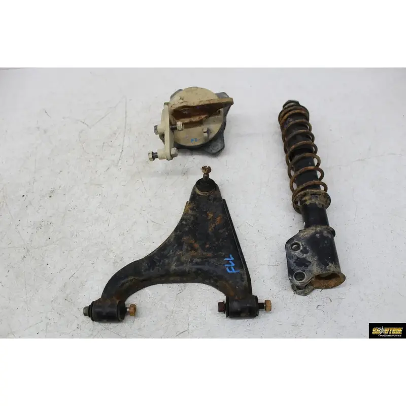 94-98 YAMAHA TIMBERWOLF YFB 250 FRONT LOWER LEFT CONTROL A ARM HUB KNUCKLE SHOCK