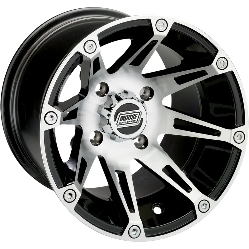 Moose offroad Wheel - 387X - Rear - Machined Black - 12x8 - 4/136 - 4 4 Kawasaki/Can-Am/Honda