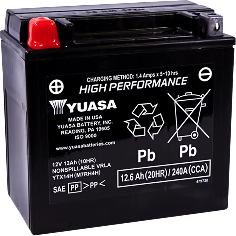 Yuasa YTX14H Factory Activated AGM High Performance Battery
