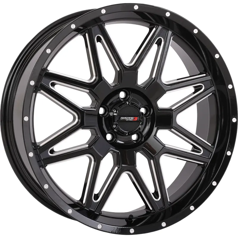 SYSTEM 3 ST7 WHEEL 20X7 4 3 ( 10MM) 5/4.5 GLOSS BLACK MILLED
