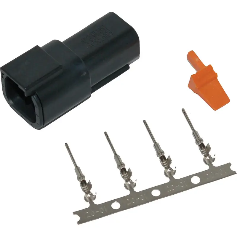 NAMZ CUSTOM CYCLE DEUTSCH DTM 4-PIN BLK RECEPTCL W/4 TRMNLS/WDGLCK HD74104-98BK