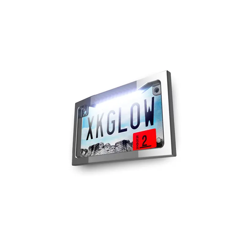 XK GLOW LIGHTED LICENSE PLATE FRAME CHROME