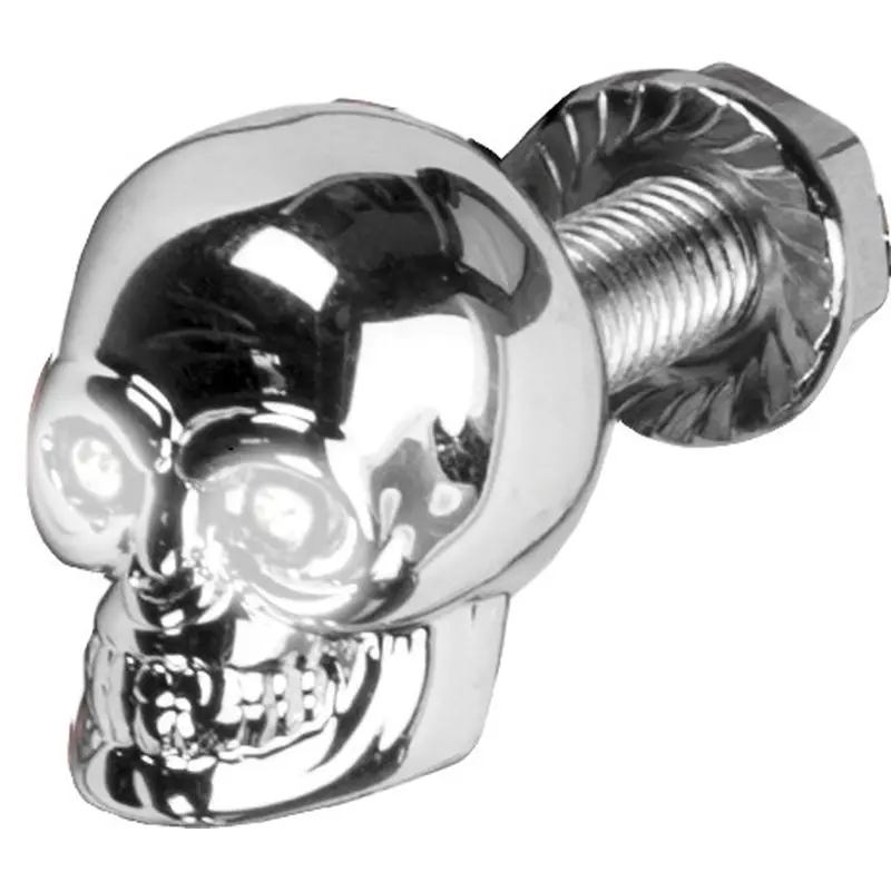 HARDDRIVE LIGHTED SKULL LIC PLATE SCREW WHITE