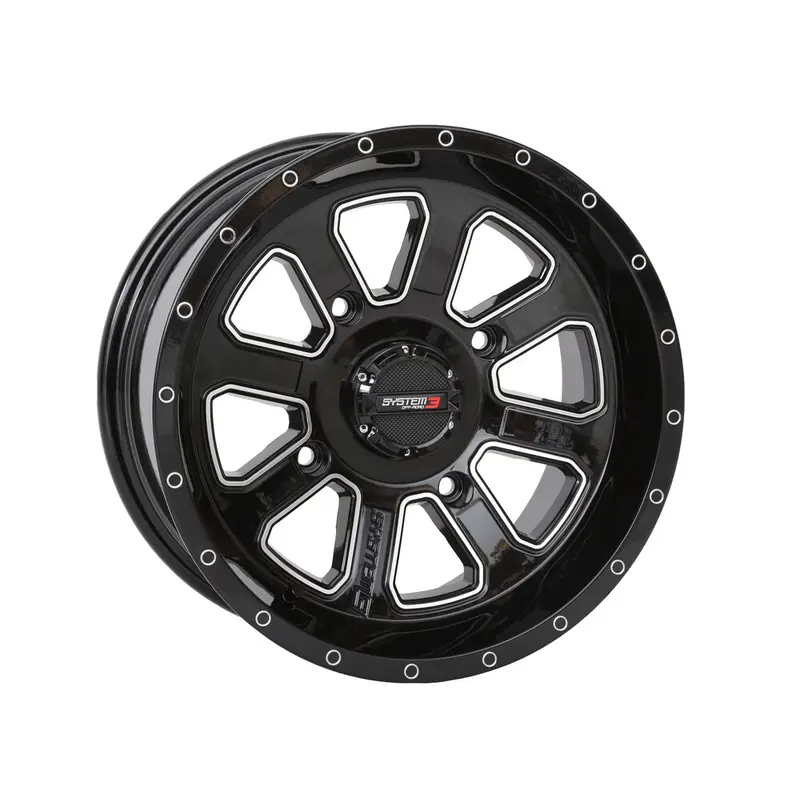 SYSTEM 3 ST4 WHEEL 14X7 4 3 ( 10MM) 4/156 GLOSS BLACK/MACHINED
