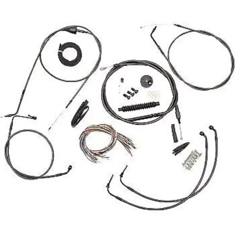 LA CHOPPERS LA-8006KT2A-16M Black Midnight Braided Handlebar Cable/Brake Kit