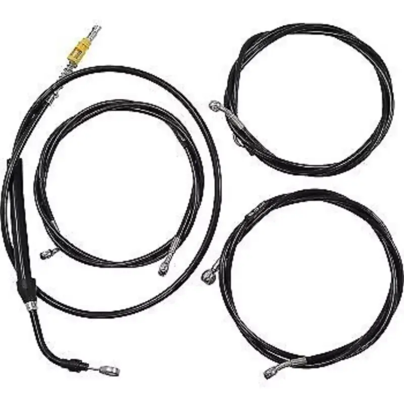 LA CHOPPERS LA-8056KT2-13B Black Vinyl Braided Handlebar Cable/Brake Line Kit