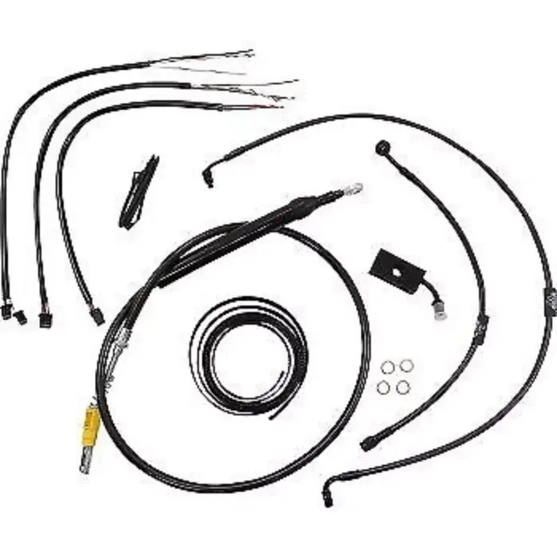 LA CHOPPERS LA-8155KT2-16M Black Midnight Braided Handlebar Cable/Brake Kit