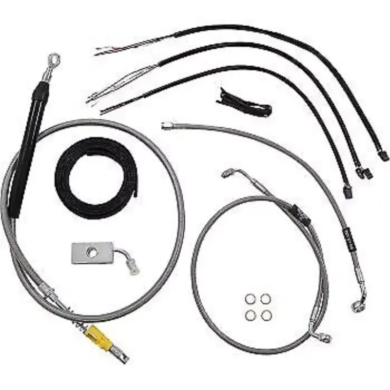 LA CHOPPERS LA-8155KT2-16 Complete Stainless Braided Handlebar Cable/Brake Kit