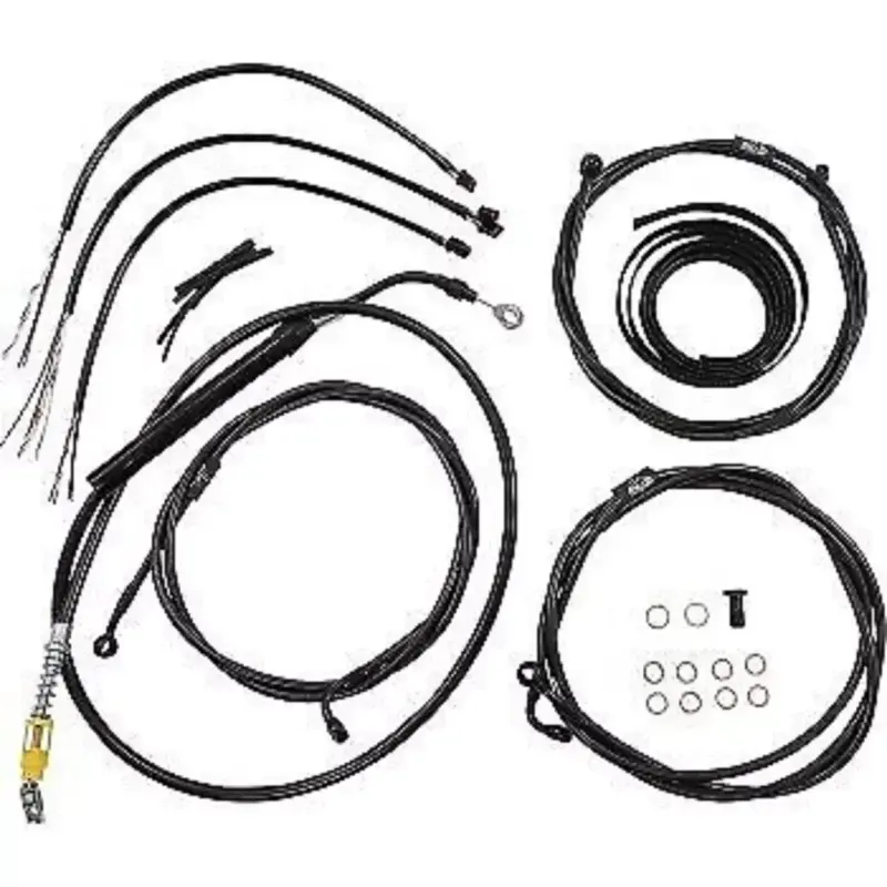 LA CHOPPERS LA-8056KT2-16M Midnight Braided Handlebar Cable/Brake Kit 15-17"