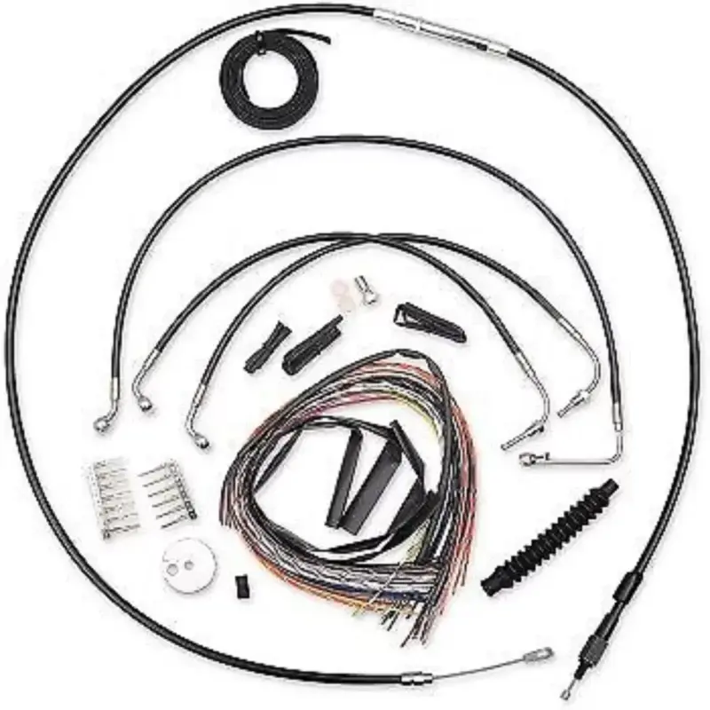 LA CHOPPERS LA-8012KT2-13B Black Vinyl Braided Handlebar Cable/Brake Line Kit