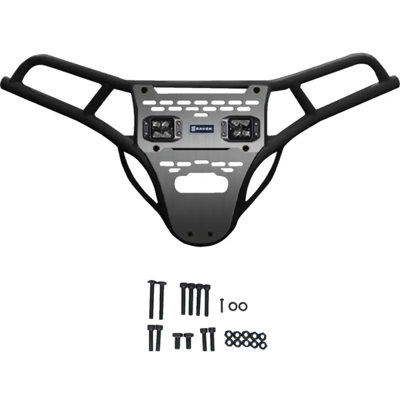 Ravek - Front Bumper/Skid Plate with White Lights - Black - RZR XP 1000