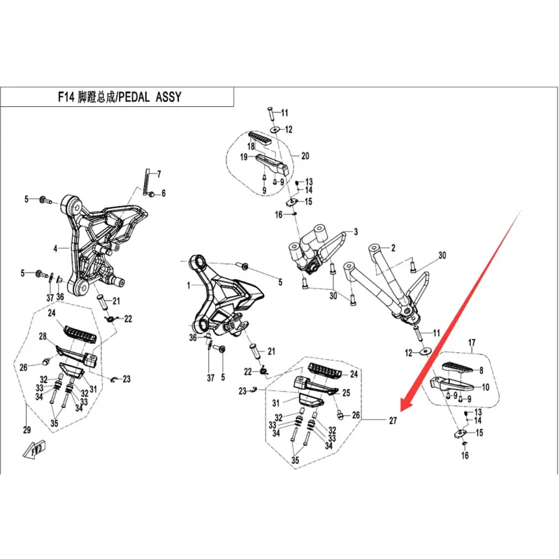 Front Left foot pedal suit CF300NK code is 6KM0-140130-1BP00