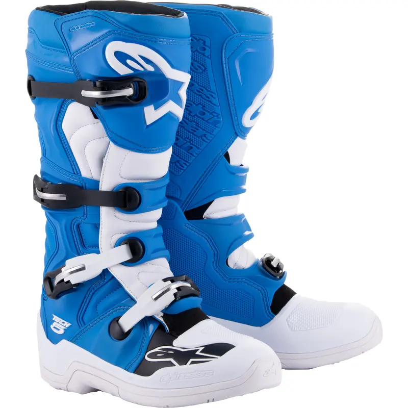 Alpinestars Tech 5 Boots Blue/White Size 8 - Advanced Motocross Gear