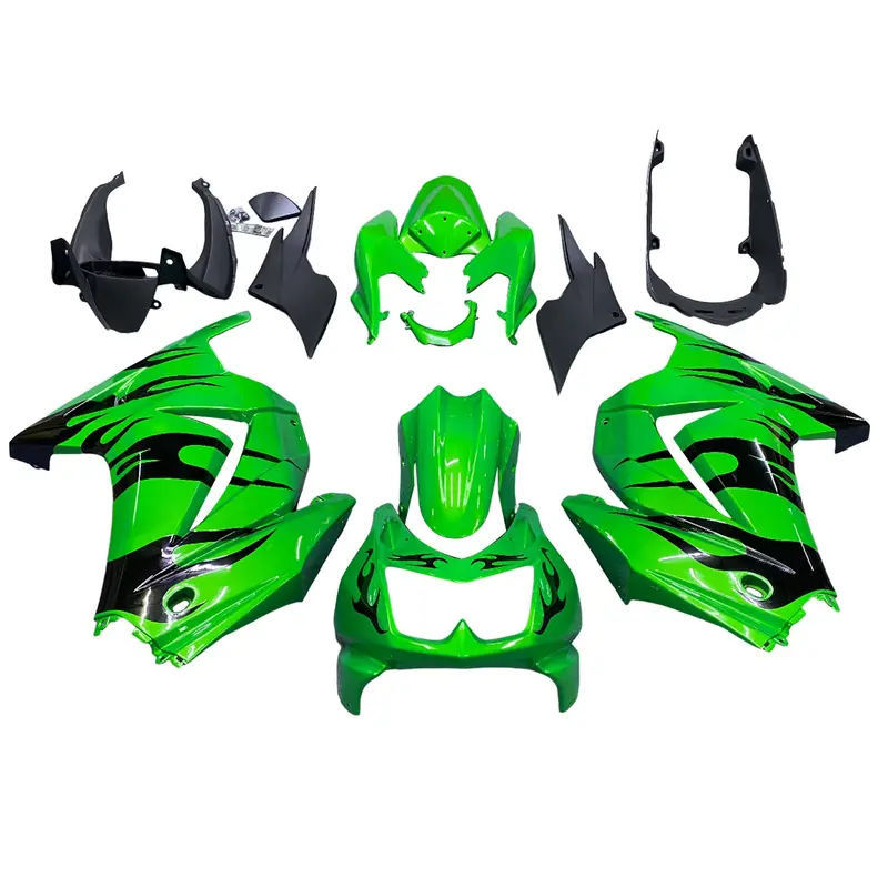 Amotopart 2008-2012 Kawasaki EX250 Ninja250R Green Black Fairing Kit