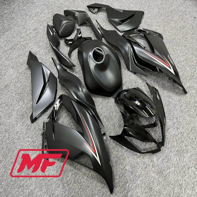 Monster Fairings Full Kit Kawasaki ZX-6R 13-18 Matte Black + Windshield + Gas Tank Cover