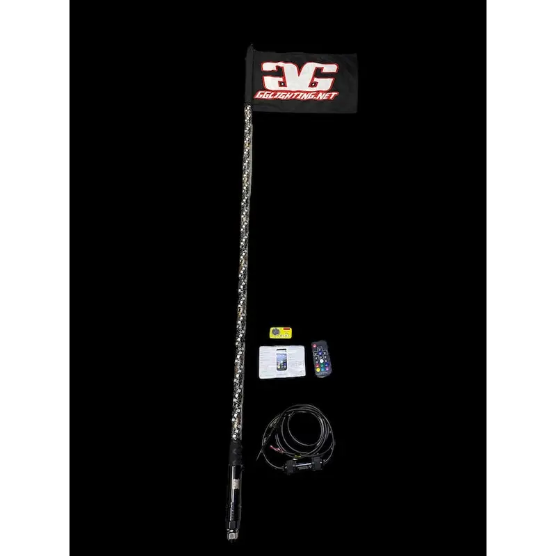 5' RGB Multicolor Lighted Whip With Quick Release Base & Remote