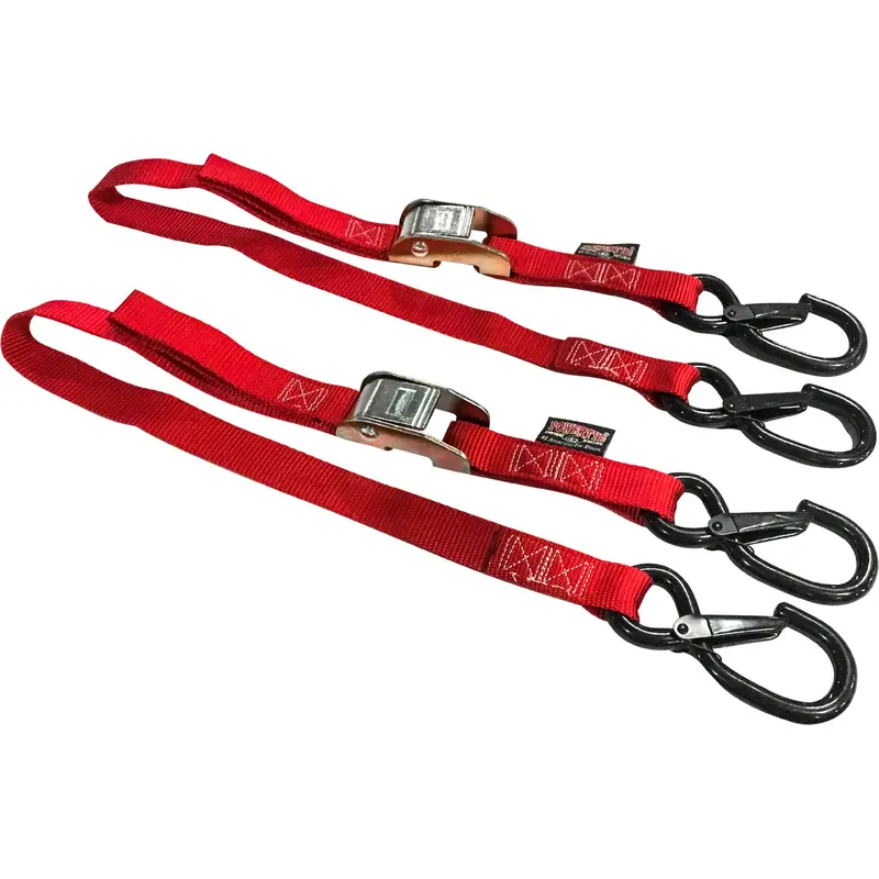 Tie Down Cam Sec Hook Watercra Watercraft 1"X3' Red Pair