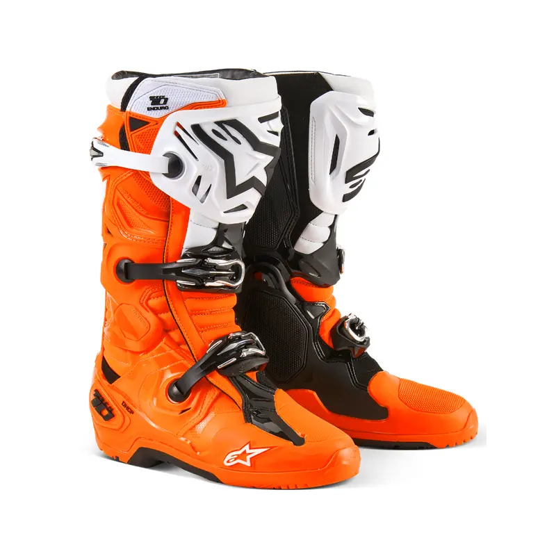 Alpinestars Tech 10 Enduro Boots - Orange Fluo/Black/White - Part Number 2010025-4512-7