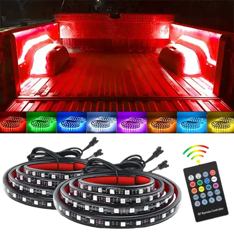60 Inch 180Leds RGB RF Remote Control LED Bed Light Strip 2PCS