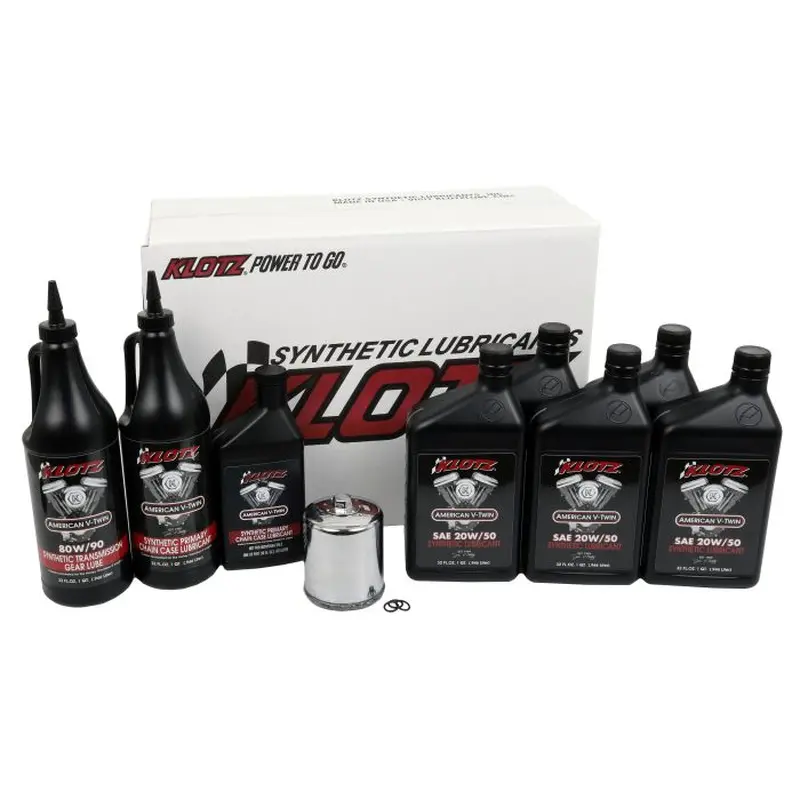 Klotz Premium 20W/50 5 Quart Synthetic Oil Change Kit For Harley-Davidson Twin Cam