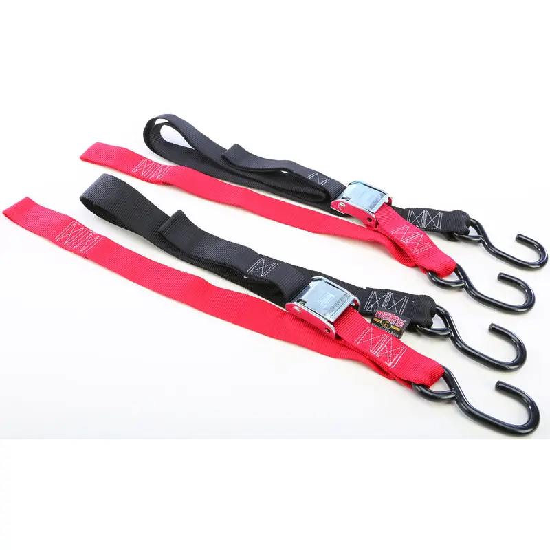 Tie Down Cam S Hook Soft Tye 1.5"X6' Black/Red Pair