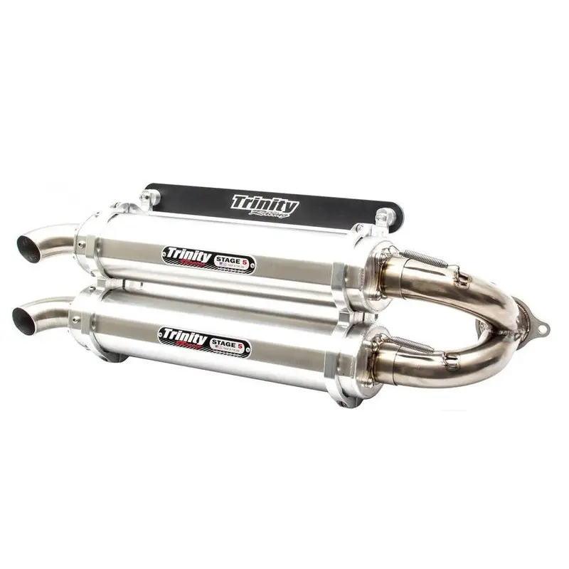Trinity Racing Stage 5 Dual Slip On Exhaust Brushed Muffler TR-4173S