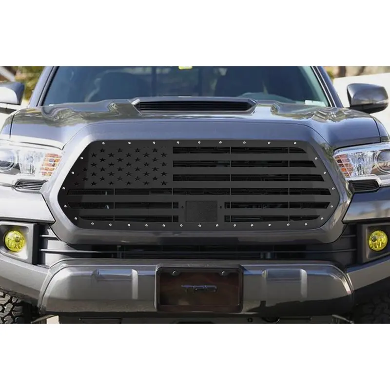 1 Piece Steel Pro Style Grille for Toyota Tacoma 2018-2021 - STRAIGHT AMERICAN FLAG