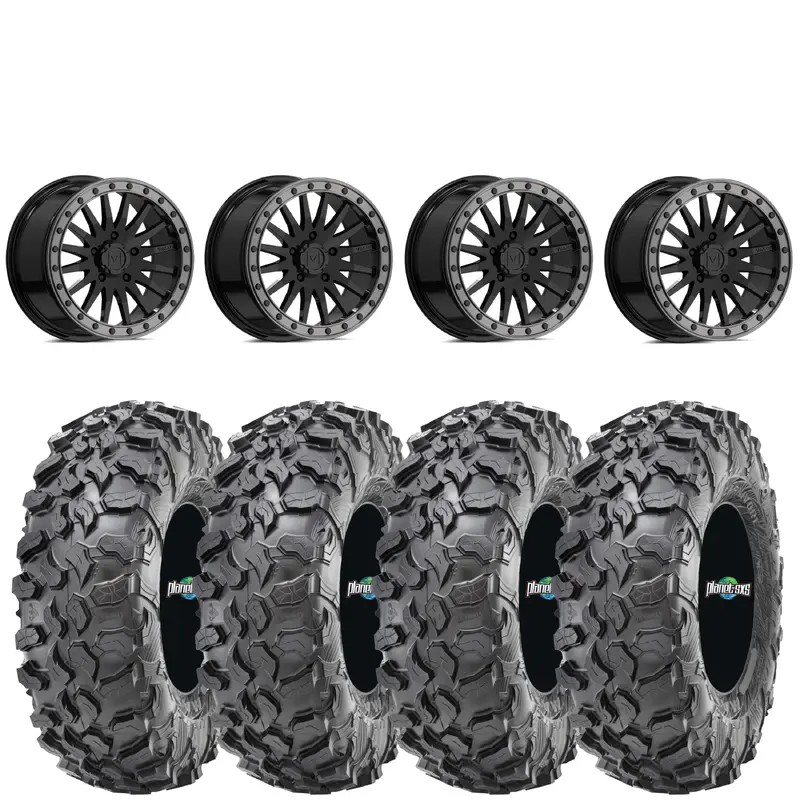 Valor Offroad V06 Beadlock Wheels on Maxxis Carnivore Tires  5/4.5 UTV Wheel & Tire Kit