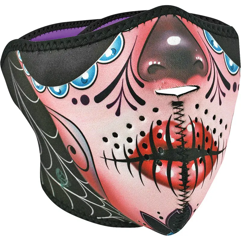 ZAN NEOPRENE HALF MASK SUGAR SKULL/PURPLE REVERSIBLE WNFM082H