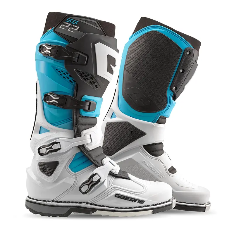 GAERNE SG 22 Boots Le White/Black/Light Blue 12 - High-Performance Motorcycle Boots