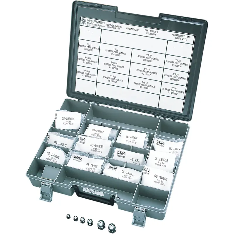 DRAG SPECIALTIES Nut Assortment - Acorn - Chrome - Kit MK152