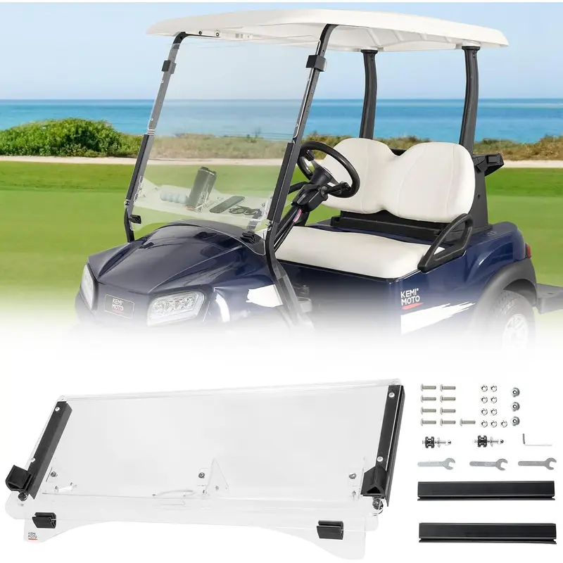Foldable Golf Cart Windshield with Storage Basket for Club Car Precedent (2004+)
