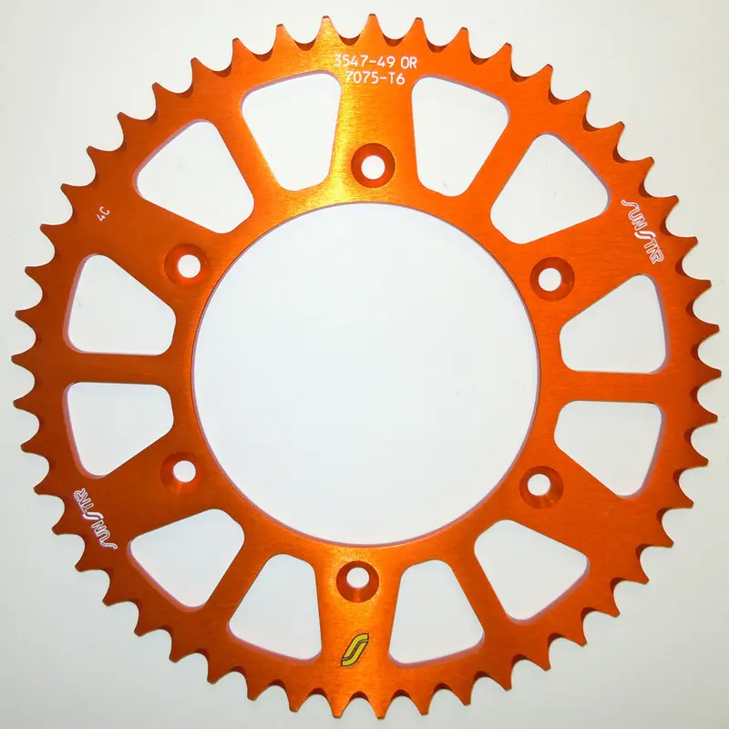 SUNSTAR REAR SPROCKET ALUMINUM ORANGE 53T 5-354753OR
